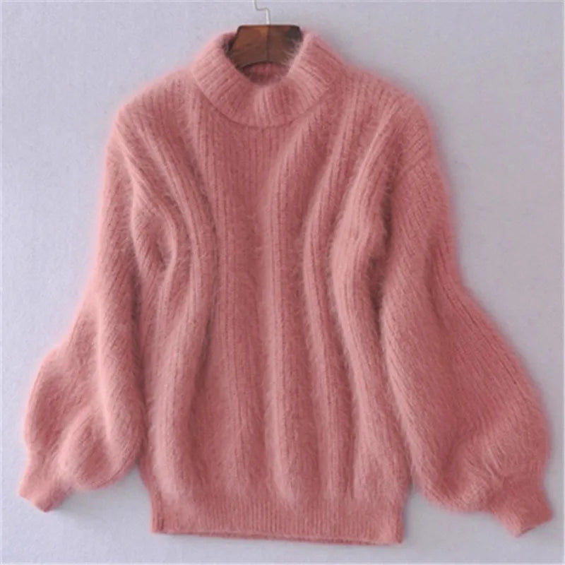 Fuzzy turtleneck for women