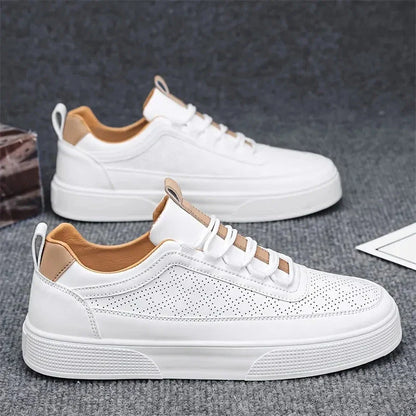 Ares Casual Slip On Low Top Sneakers For Men Breathable Perforated Leather Comfort