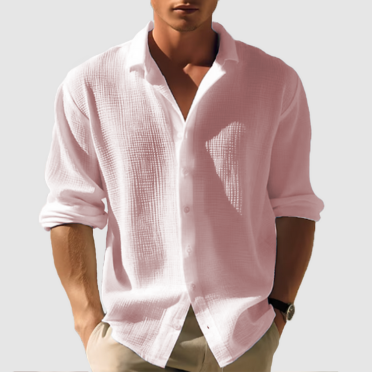 Men's Textured Button Up Shirt Long Sleeve For Men Versatile Everyday Wear An Everyday Essential Wardrobe Staple
