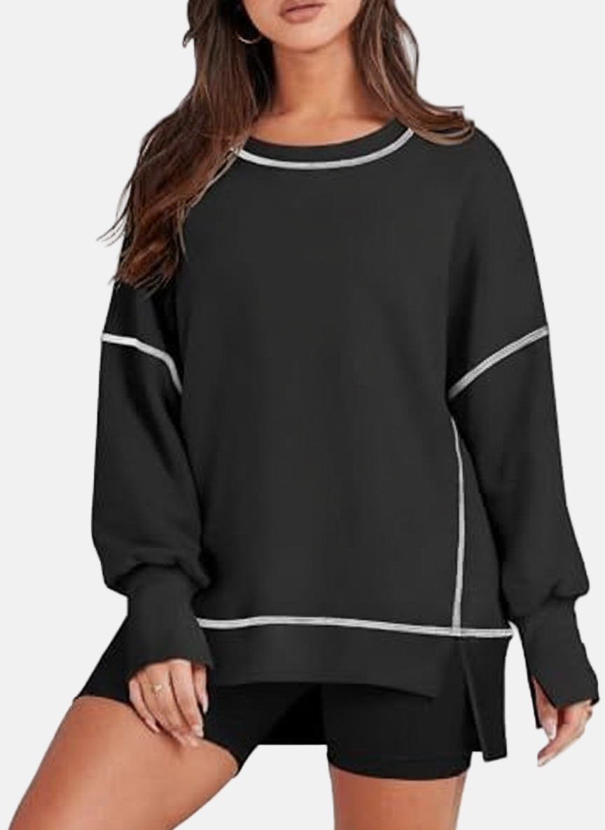 Women's Oversized Sweatshirt - Long Sleeve - Casual Pullover