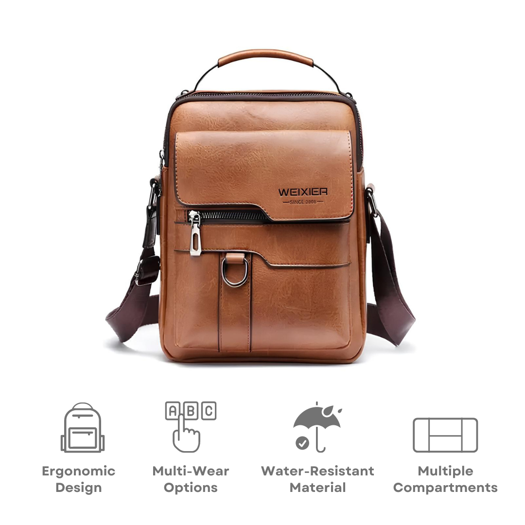 SafeStride Anti-Theft PU Leather Sling Bag For Travelers With Hidden Zippers Ergonomic Weather-Resistant