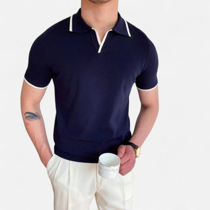 Ancient World | Men's V-Neck Polo – Discreet Luxury, Classic Elegance "Old Money"