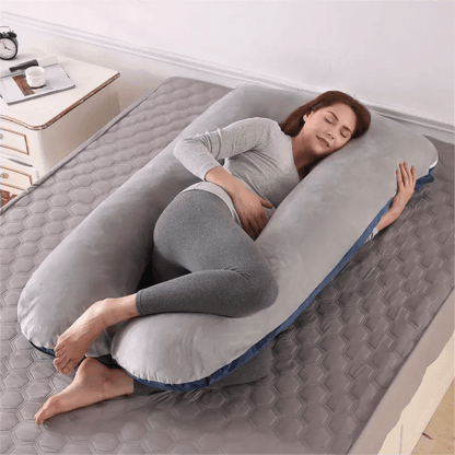 MumLuxe Pregnancy Pillow Luxurious Crystal Velvet U Shaped Full Body Support For Expecting Moms