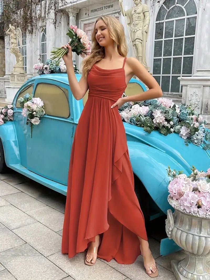 Morgane Elegant Long Dress For Bridesmaids With Fluid Silhouette And Color Options