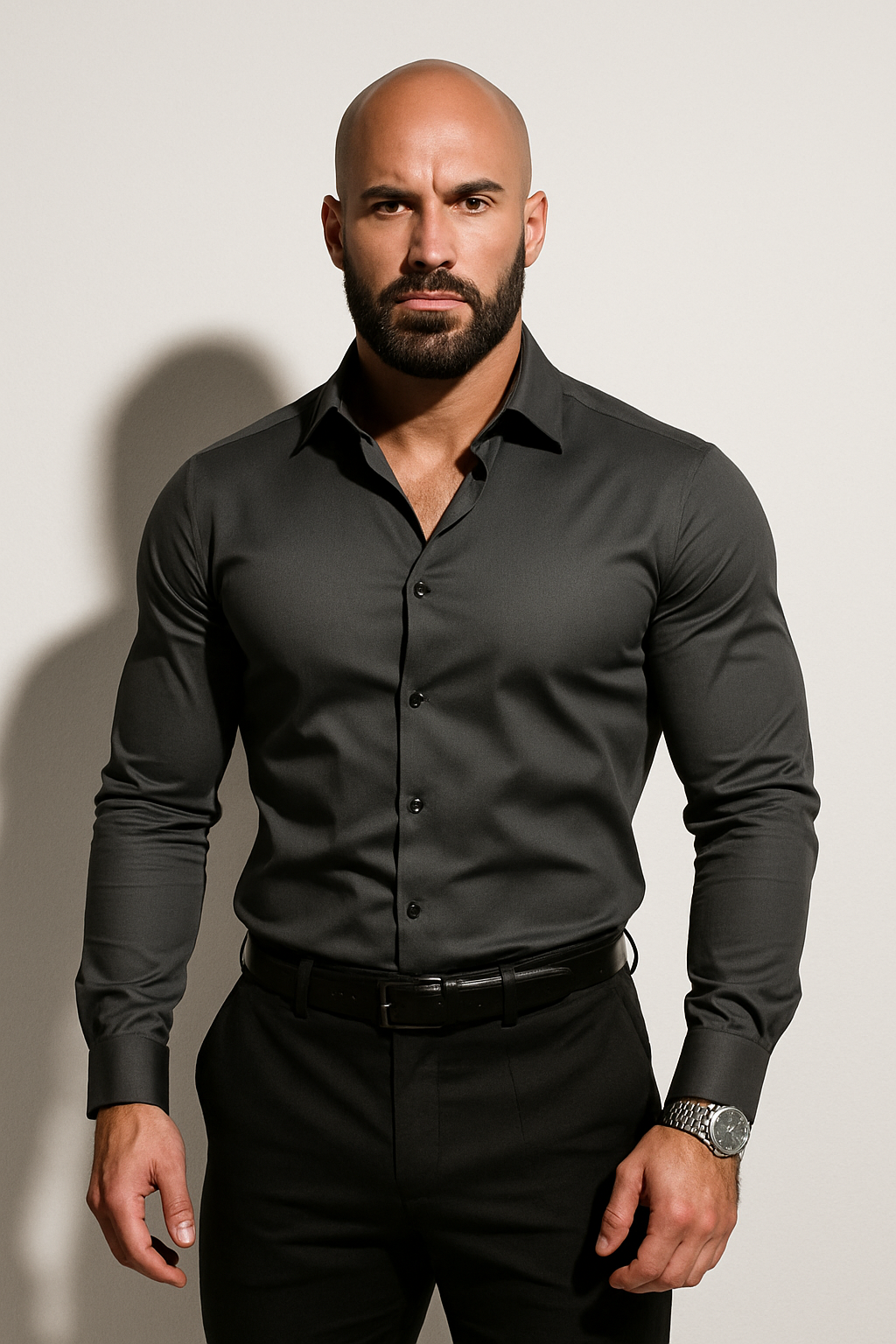 Mens Tailored Modern Dress Shirt Slim Fit For Professionals With Structured Silhouette