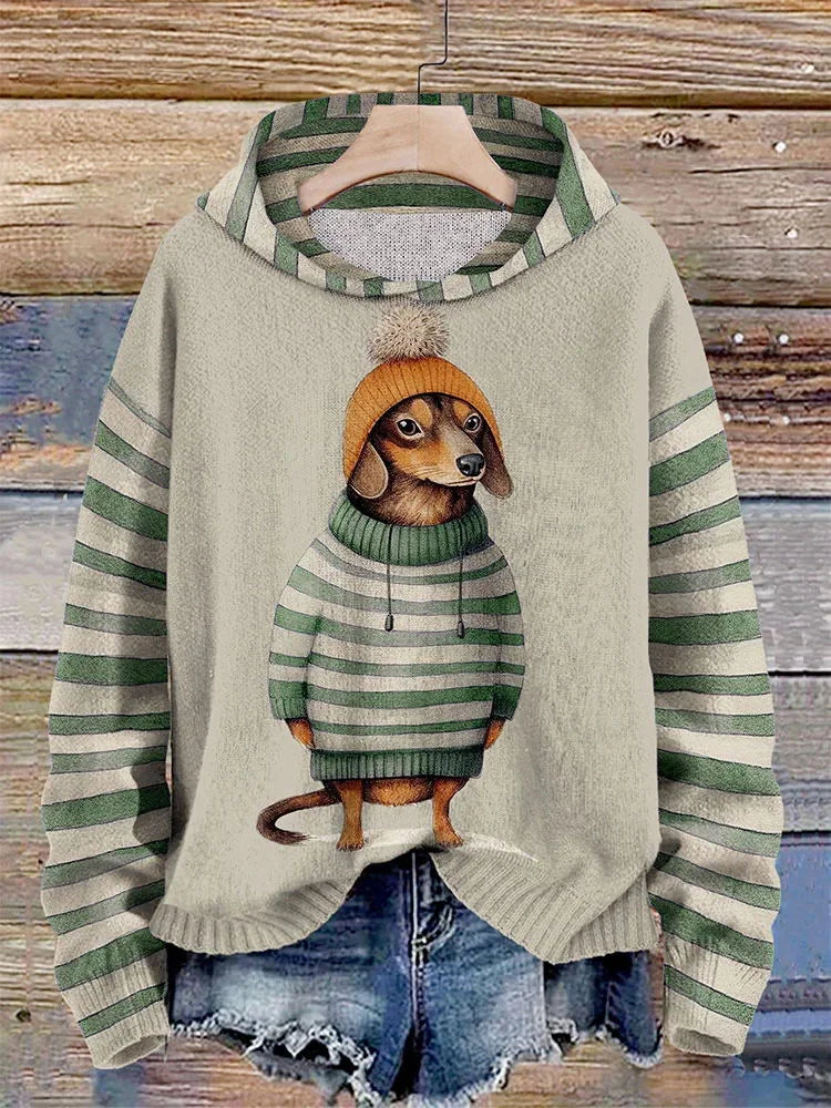 Women’s Striped Dog Hoodie | Casual