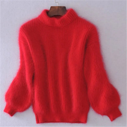 Fuzzy turtleneck for women