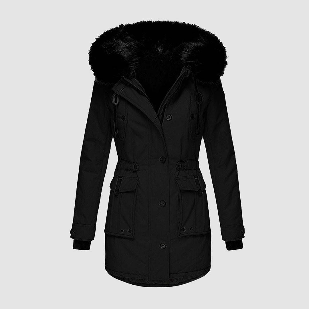 Danièle | Long Women's Coat with Hood — Elegance & Winter Protection