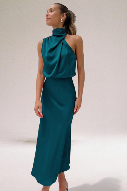 Lauren Satin Halter Dress For Women Glamorous Comfort With Noble Satin Finish For Evening Wear