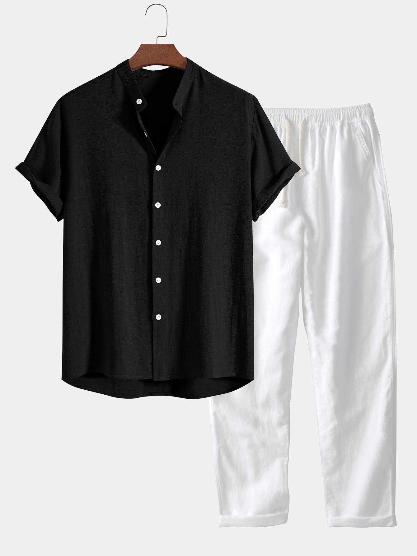 Men's Casual Two-Piece Shirt And Shorts Set For Effortless Style And Confidence - Everyday Wardrobe For Men
