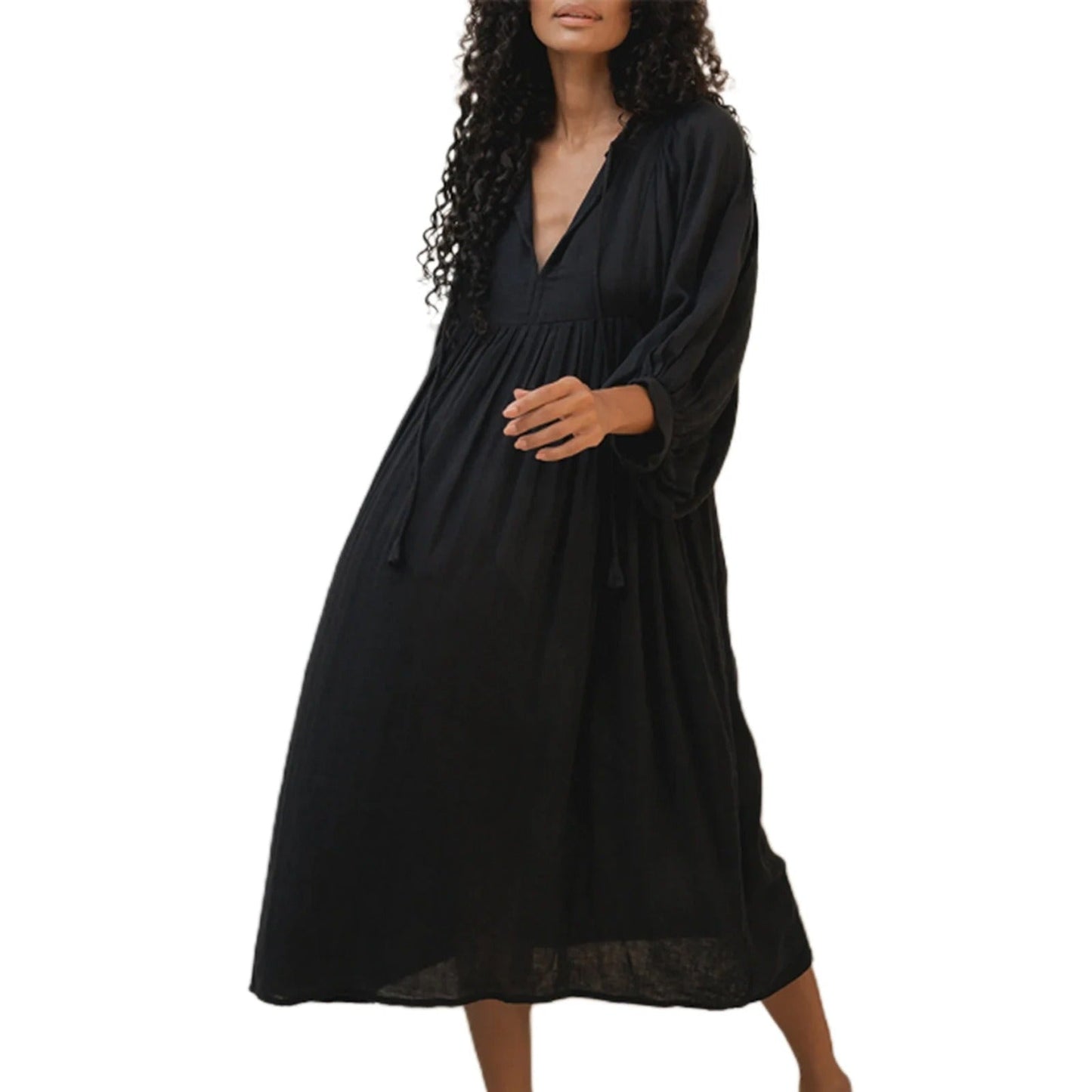 Alessia | Women's Boho Dress with V-Neck and Balloon Sleeves