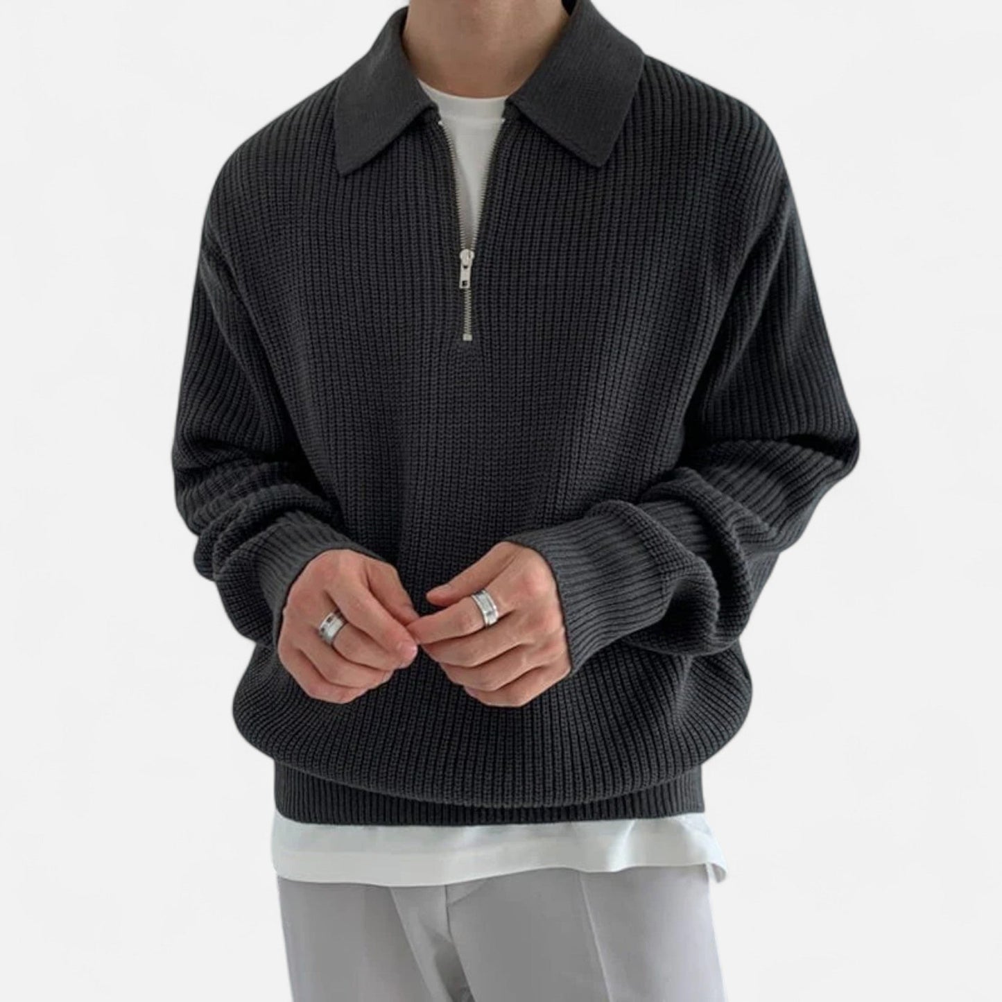 Ancient World | Men's Half-Zip Vintage Premium Knit Sweater