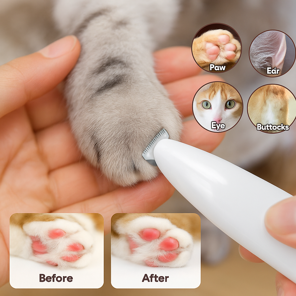 Waterproof clipper for dogs and cats with LED light and wide stainless steel blade - TrendAura