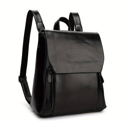 TrendAura Emily Vegan Leather Backpack - Sleek Structured Design With Adjustable Straps For Season Use And Flap Closure