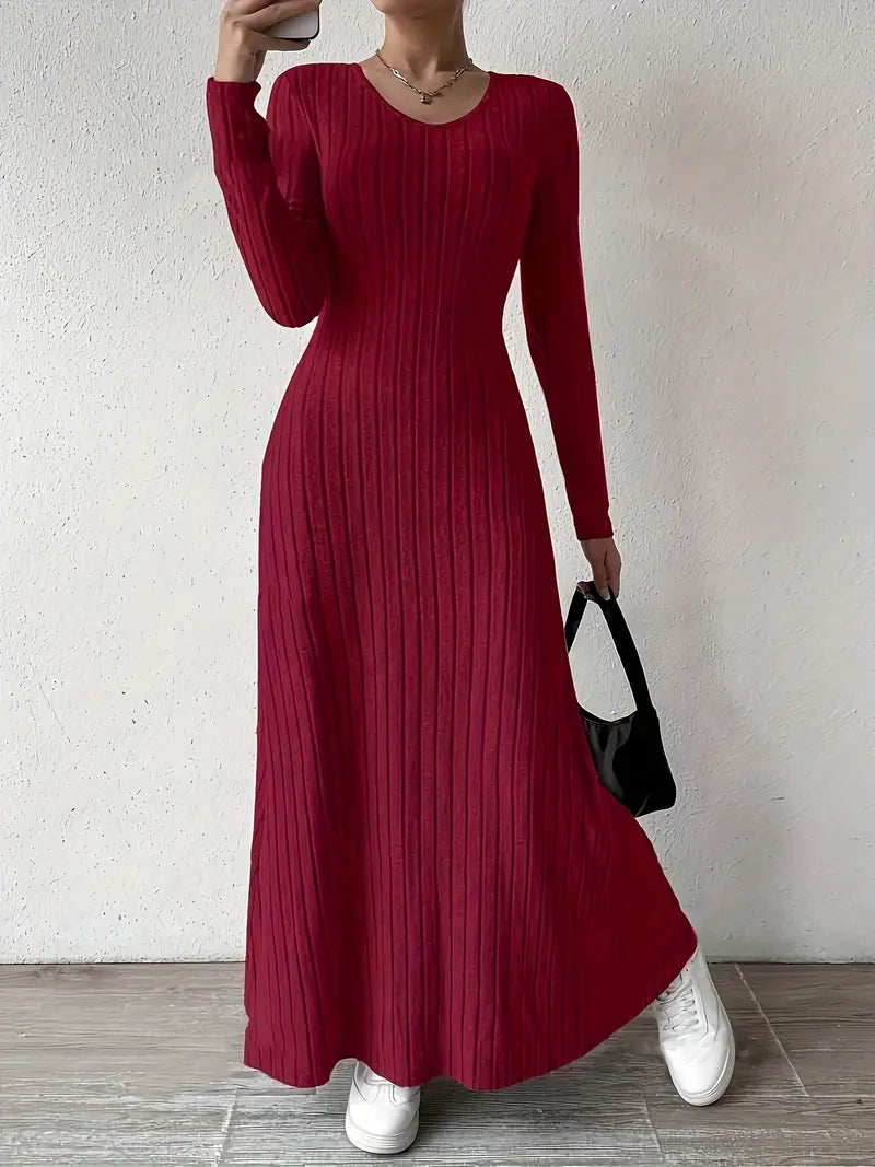 Women's Long Sleeve Maxi Dress | Ribbed Design