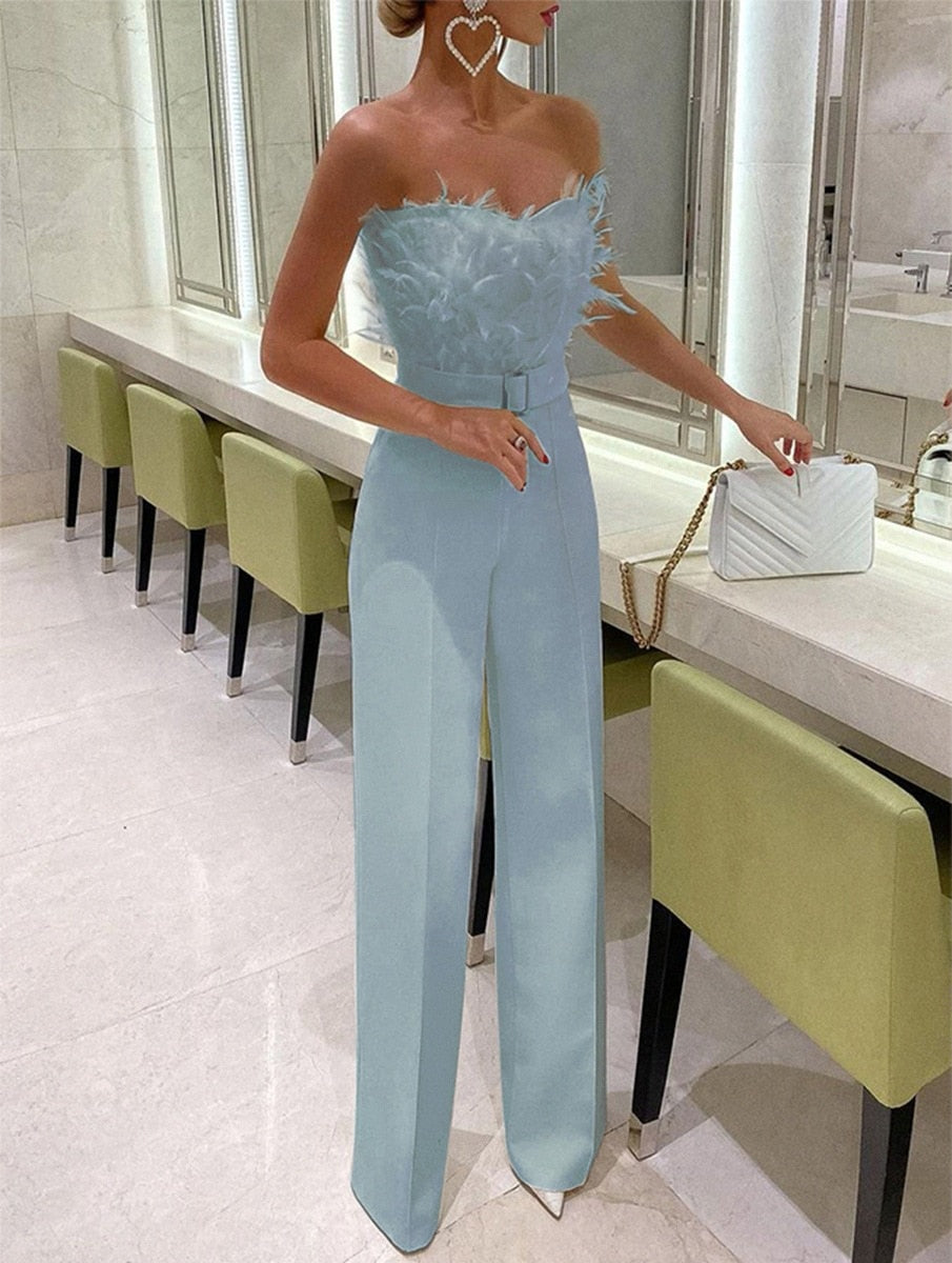 Kiera Feather Top Set For Women Fitted Bodice With Flowy Skirt Glamorous Eveningwear