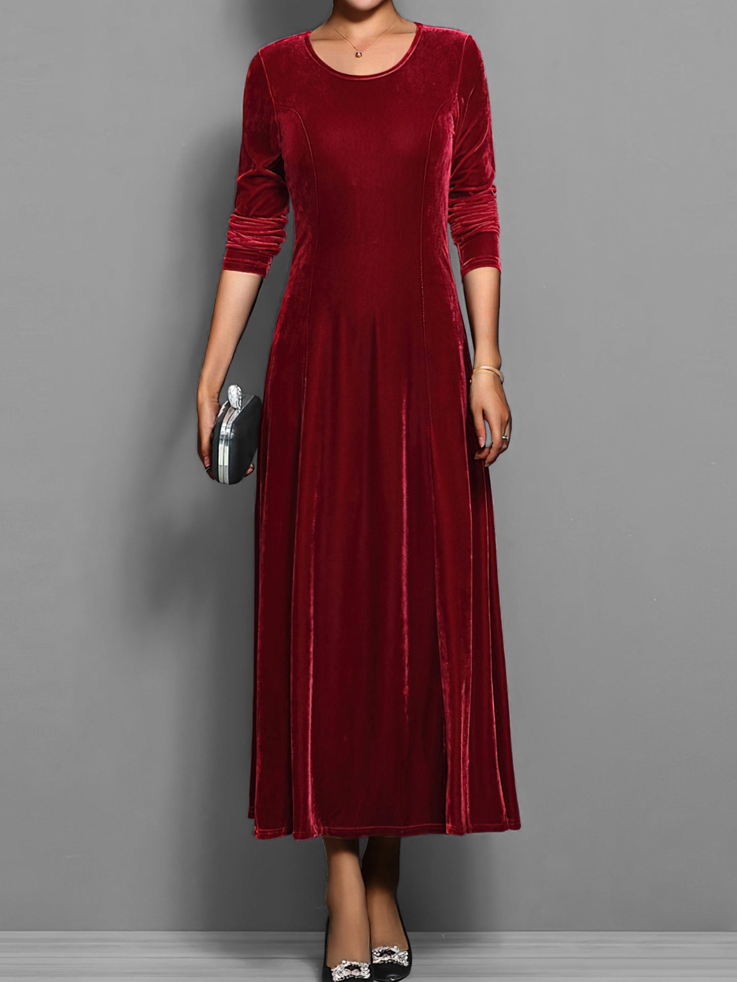 Women's Velvet Dress with Classic Design and Elegant Fit