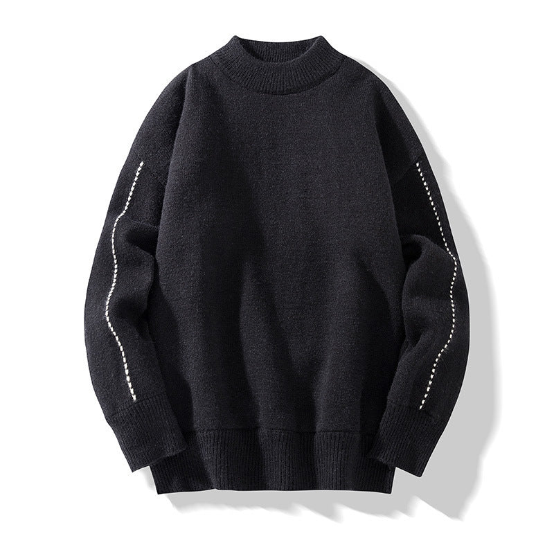 Mens Knitted Sweater With Stand Up Collar Soft Cozy Knitwear For Daily Wear Versatile Style