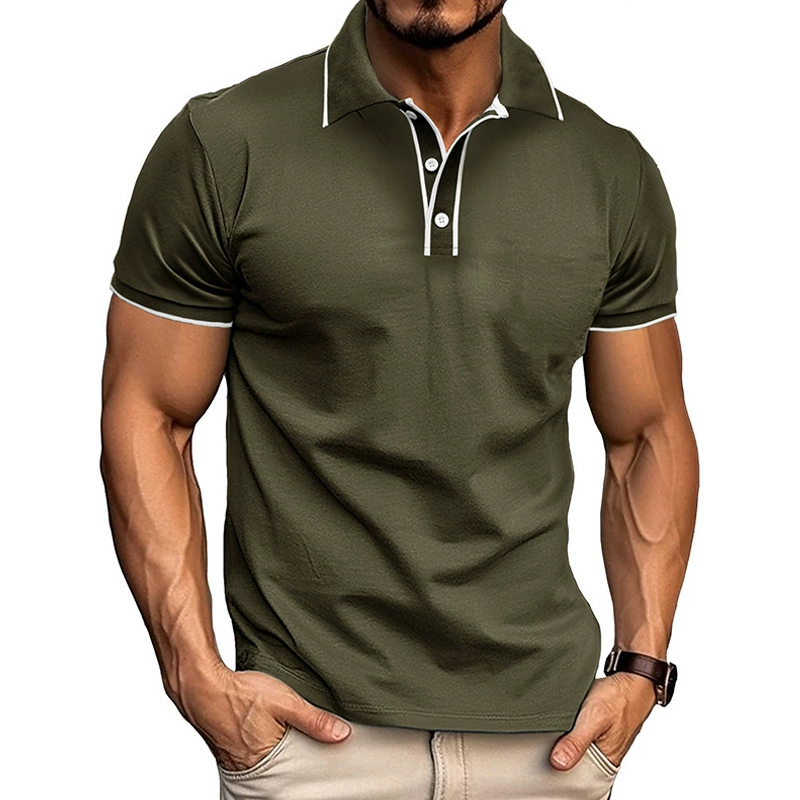 Men's Slim Fit Polo Shirt With Short Sleeves And Contrast Details For Casual Smart Style