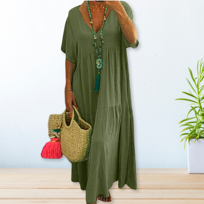 Women's Draped Dress with Flowing Design and Versatile Style