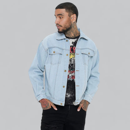 Mike Relaxed Fit Denim Jacket For Men Comfortable Everyday Wear With Soft Durable Denim For Casual Outings