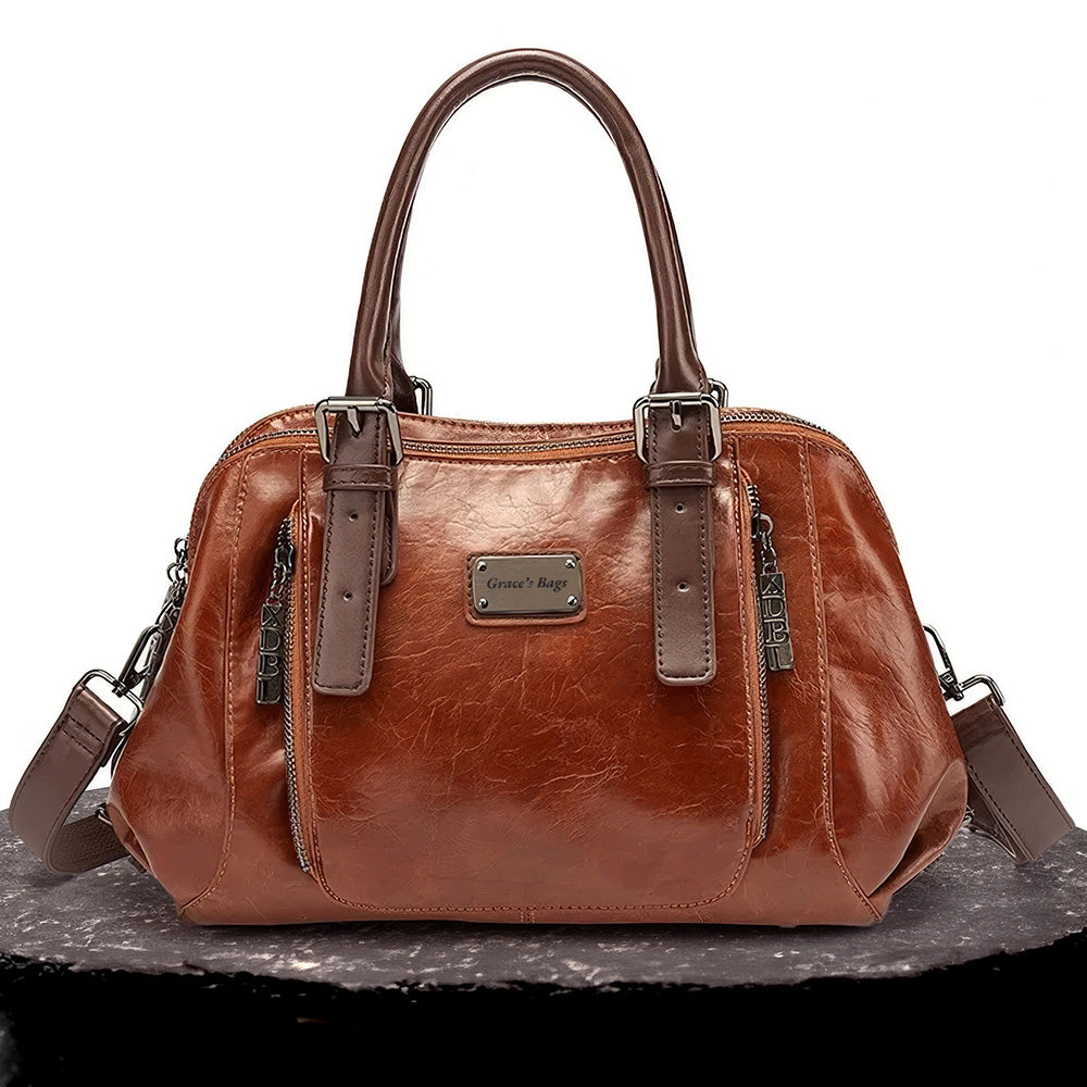 Pamela - Vegan Leather Dome Handbag - TrendAura