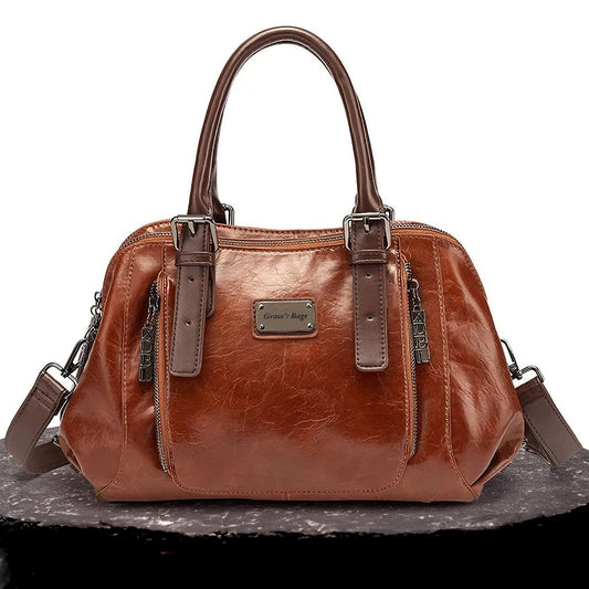 Pamela - Vegan Leather Dome Handbag - TrendAura
