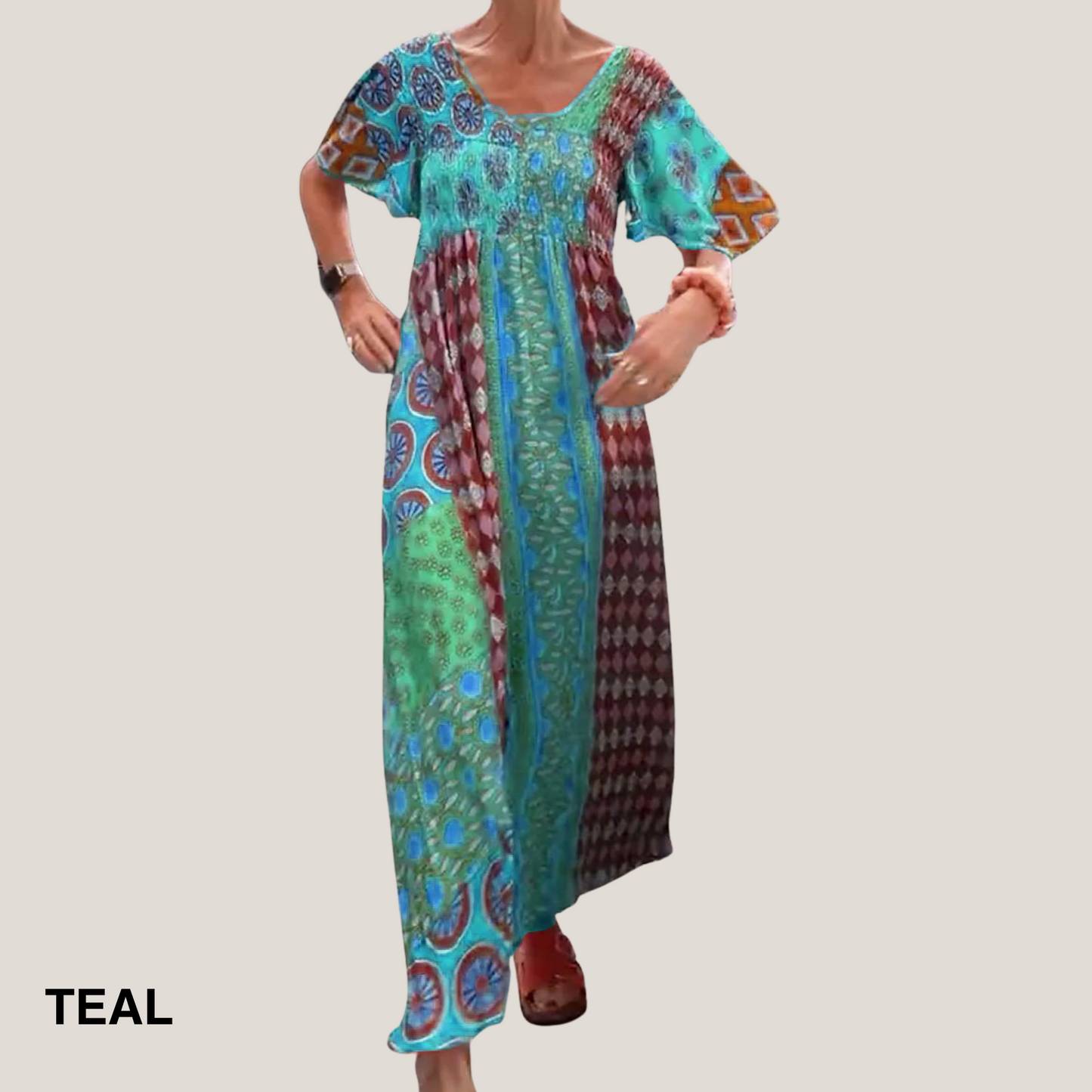Women's Paisley Midi Dress with Flowy Design and Versatile Style