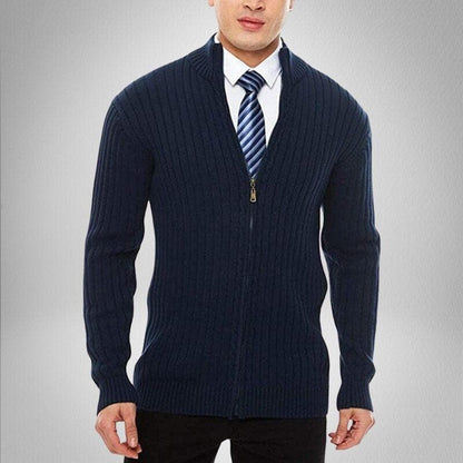 Max Men's Cardigan With Zipper And Ribbed Texture For Easy Layering And All Day Comfort