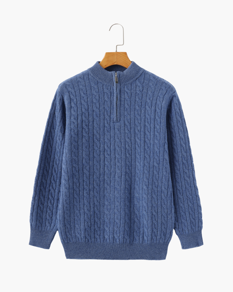 Woven pullover with half zipper