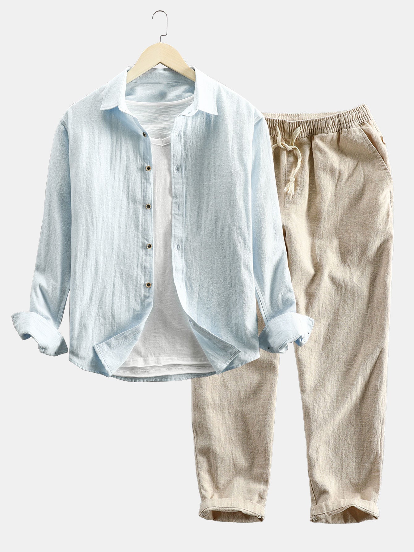 Max Linen Cotton Shirt And Matching Pants Set For Men Comfortable Casual Elegance