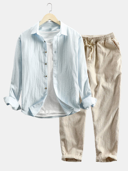 Max Linen Cotton Shirt And Matching Pants Set For Men Comfortable Casual Elegance