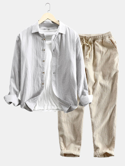 Max Linen Cotton Shirt And Matching Pants Set For Men Comfortable Casual Elegance