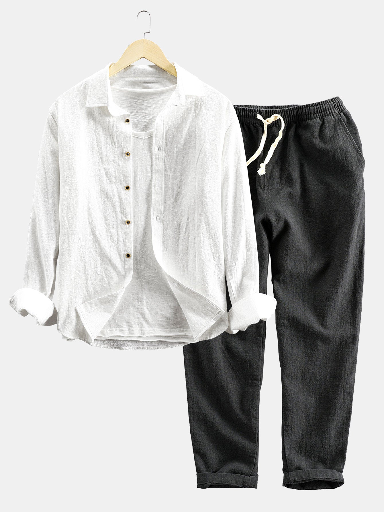 Max Linen Cotton Shirt And Matching Pants Set For Men Comfortable Casual Elegance