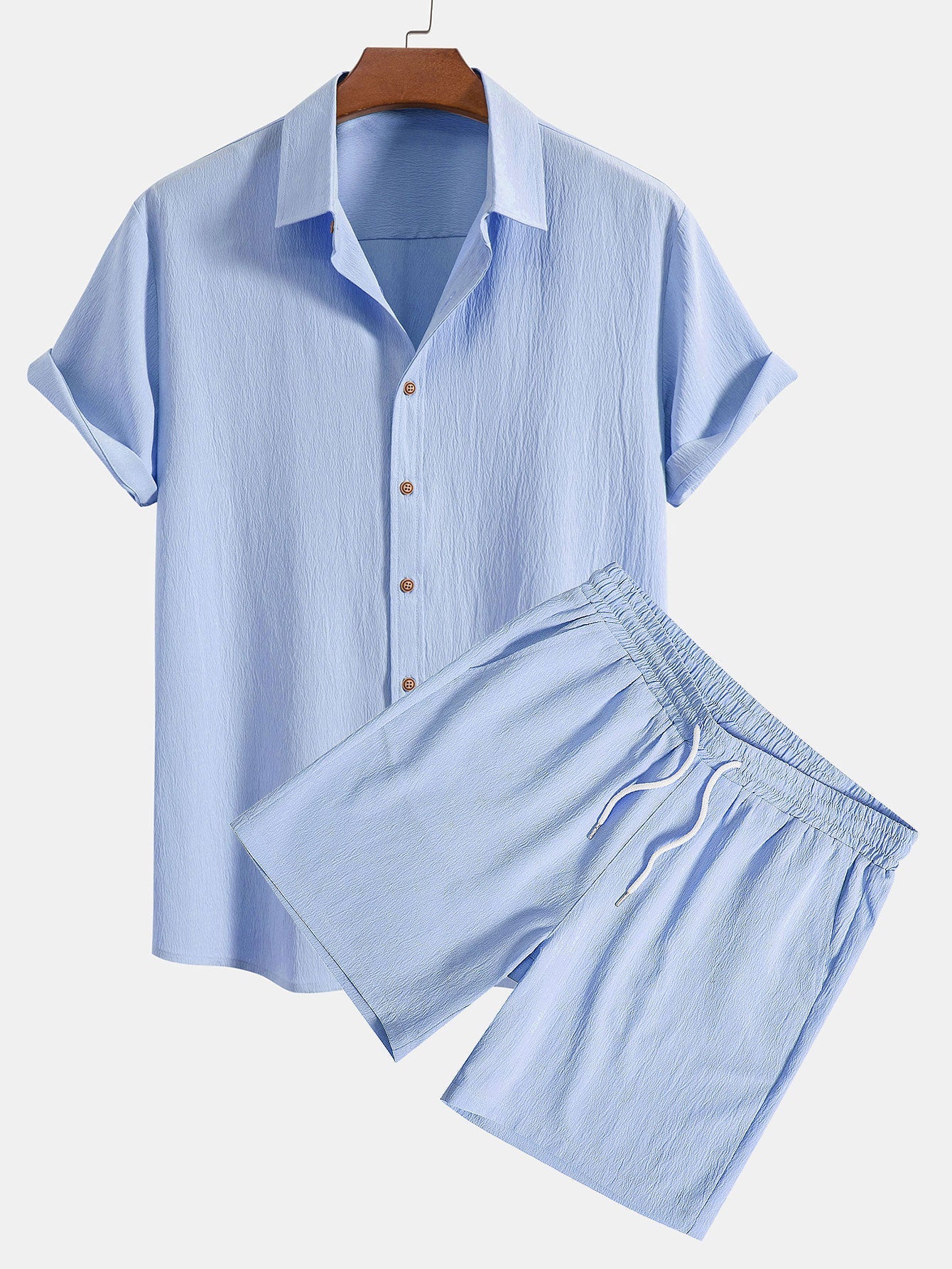 Maxine Pleated Textured Shirt And Shorts Set For Women Chic Breathable Summer Outfit