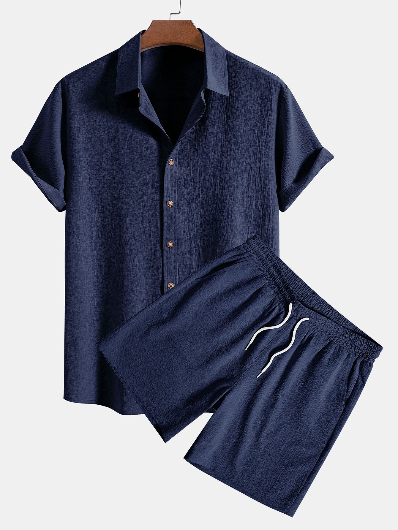 Maxine Pleated Textured Shirt And Shorts Set For Women Chic Breathable Summer Outfit