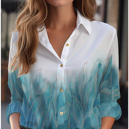 Florine | Elegant blouse women with floral pattern and V-neckline