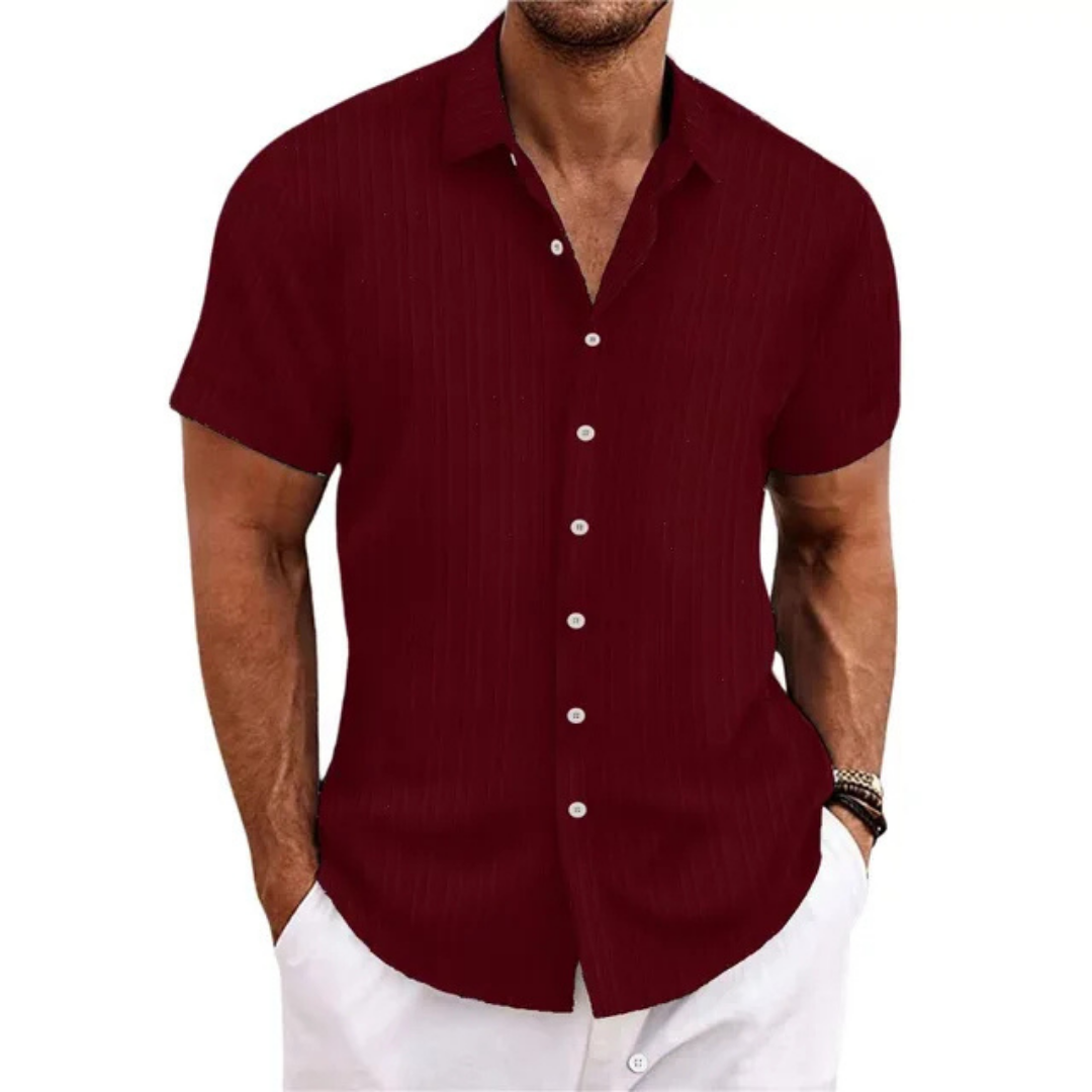 Striped Button-Down Shirt For Men | Short Sleeves