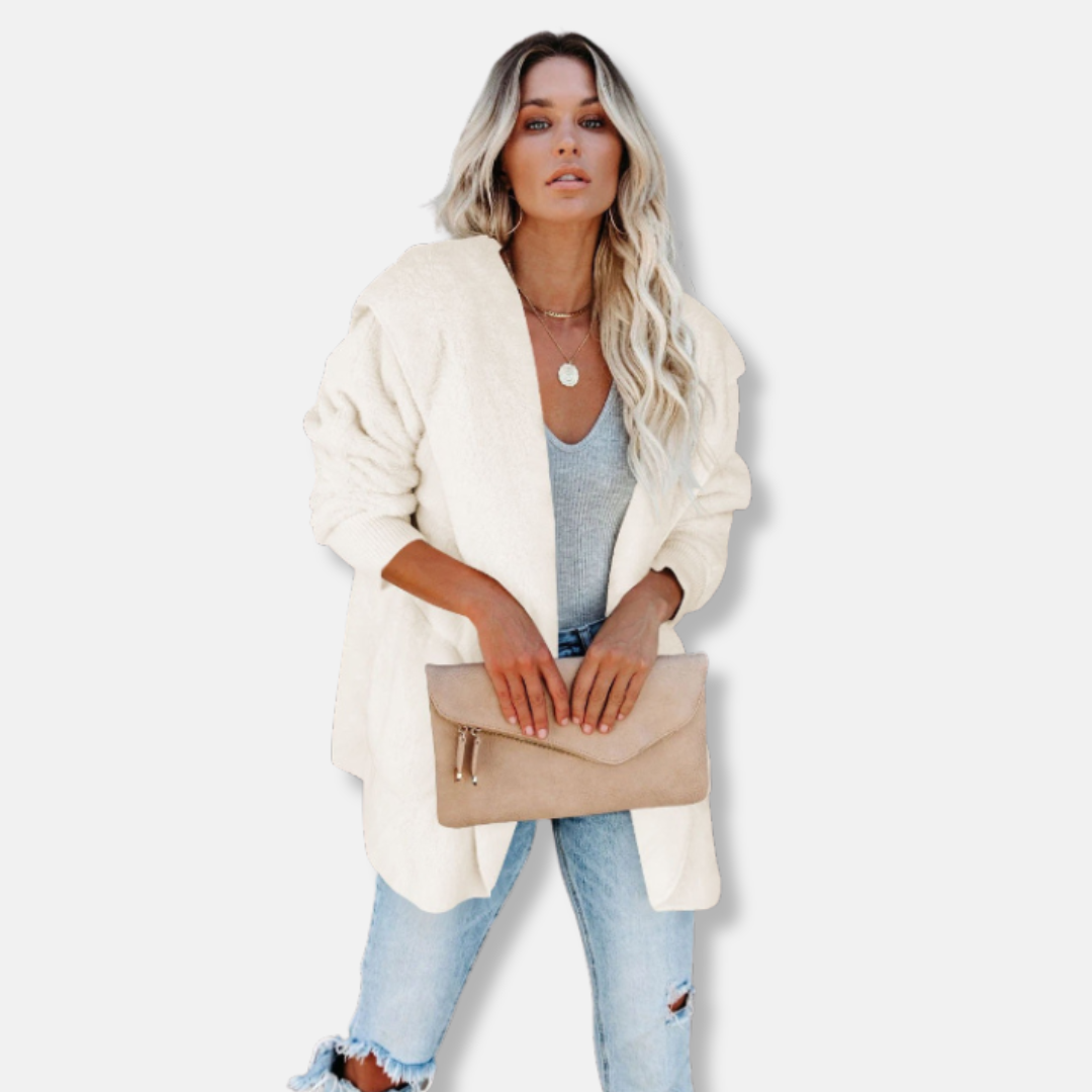 Nordisk Flair Womens Hooded Cardigan Sherpa Fleece Oversized Open Front With Pockets Cozy Layering