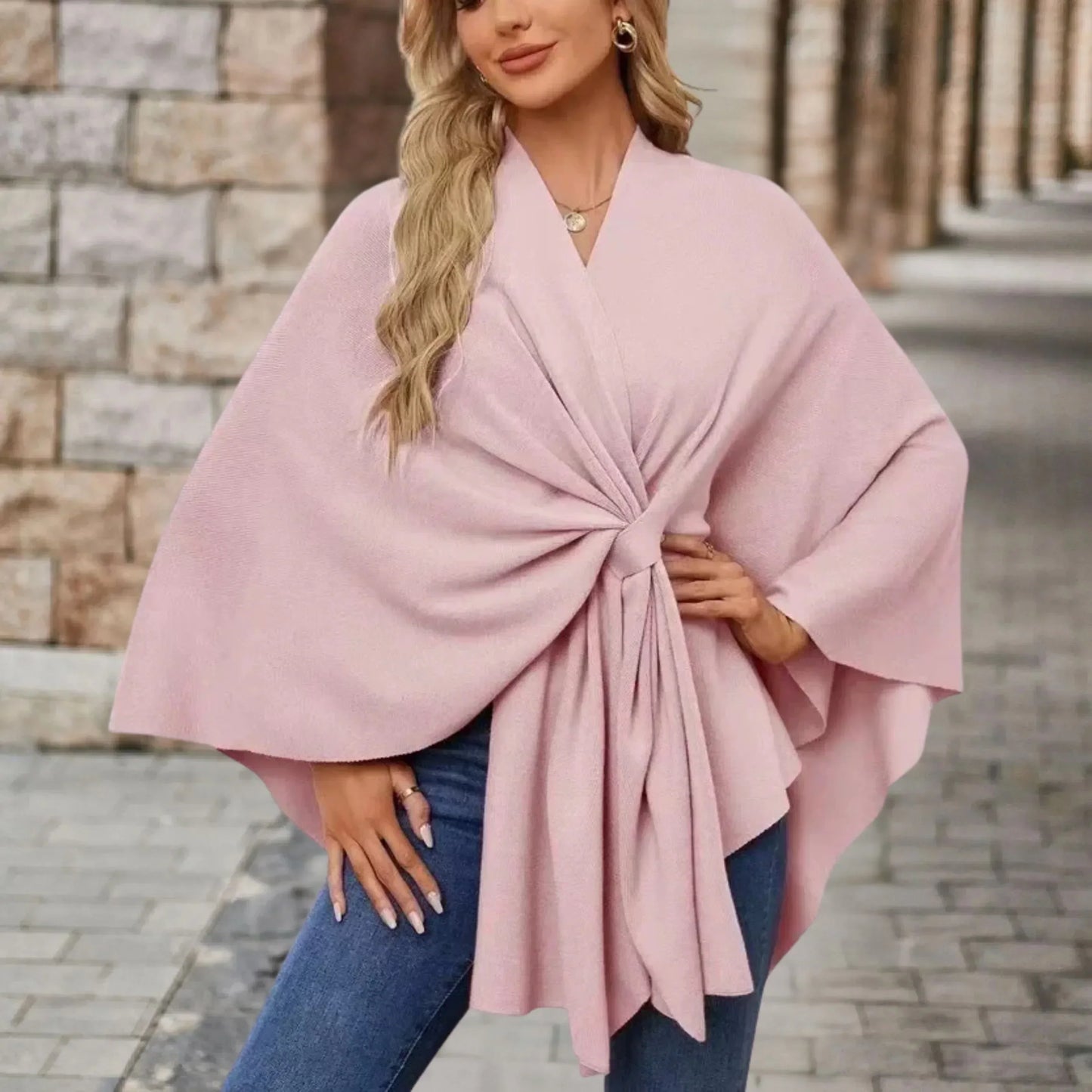 Women's Draped Poncho with Versatile Style and Lightweight Fabric - TrendAura