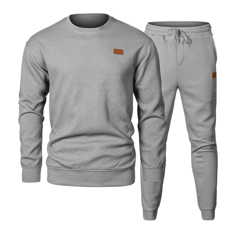 TrendAura Drake Men's 2 Piece Jacquard Sweatsuit Set With Matching Top And Bottom