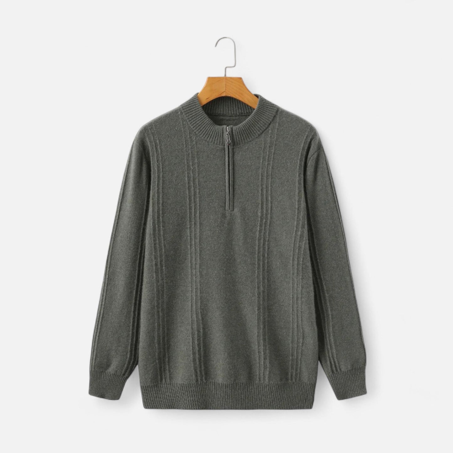 Ancient World | Men's Half-Zip Sweater with Stand-Up Collar Cashmere