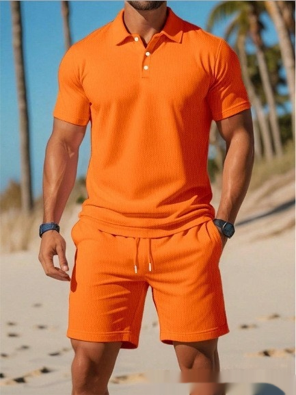 Mens Polo Shirt And Shorts Set Summer Essential Lightweight Breathable Comfort For Casual Outings