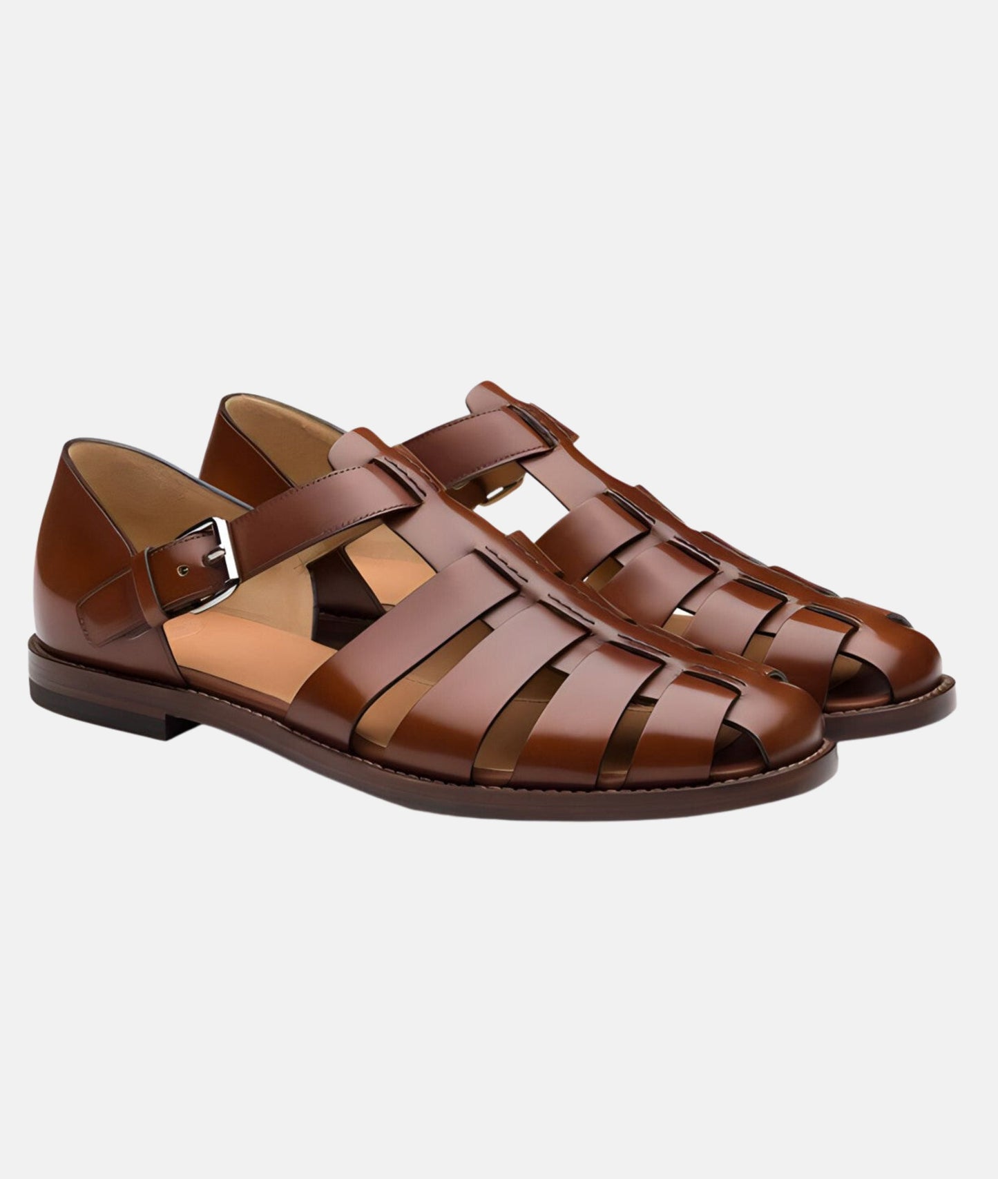 Mens Leather Sandals With Straps And Buckle Breathable Closed Toe For Stylish Summer Comfort