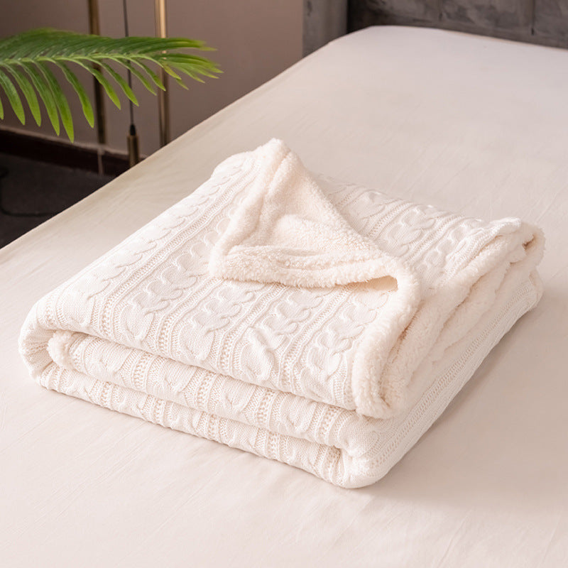Cozy Cable Knit Sherpa Throw Blanket Two Textures For Sofa Cuddlers Ultimate Warmth