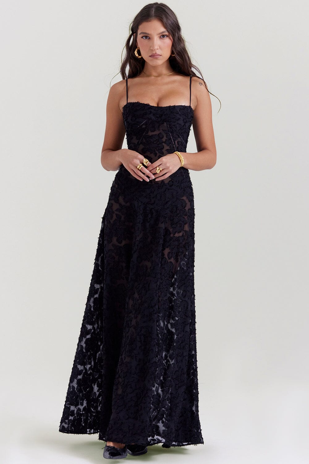 Dress for Women – Maxi Dress – Slim Fit – Chiffon – Floral Print – Spaghetti Straps