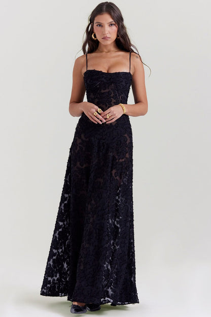 Dress for Women – Maxi Dress – Slim Fit – Chiffon – Floral Print – Spaghetti Straps