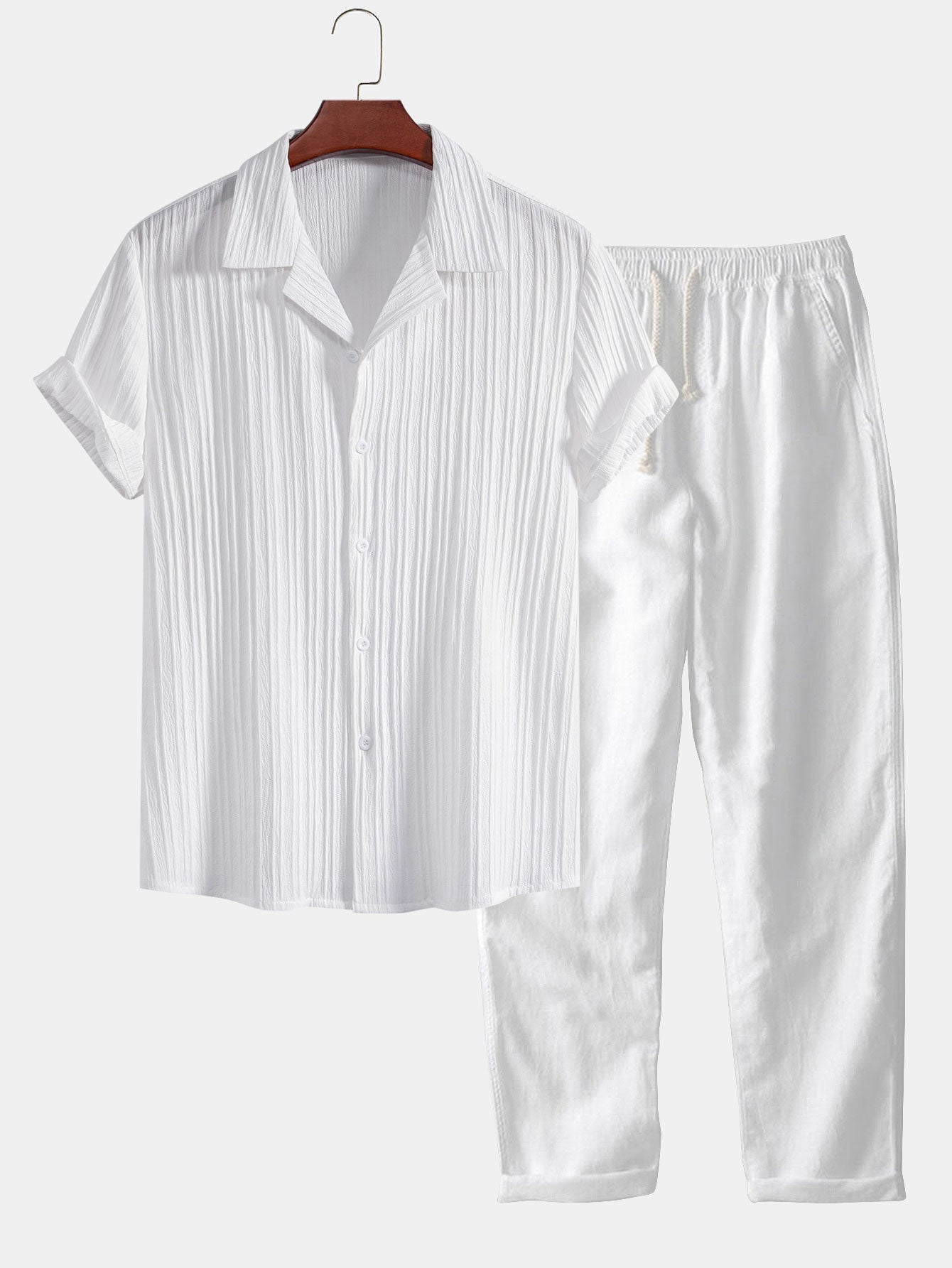 Men's Two Piece Shirt And Trousers Set With Breezy Fit All-In-One Style Solution For Modern Men