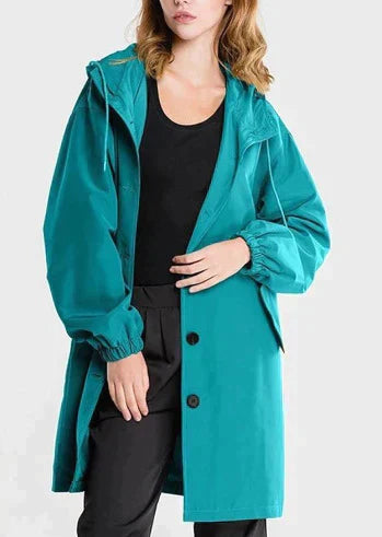 Women’s Rain Jacket – Relaxed Fit – Hooded – Button Front – Water-Repellent – Lightweight