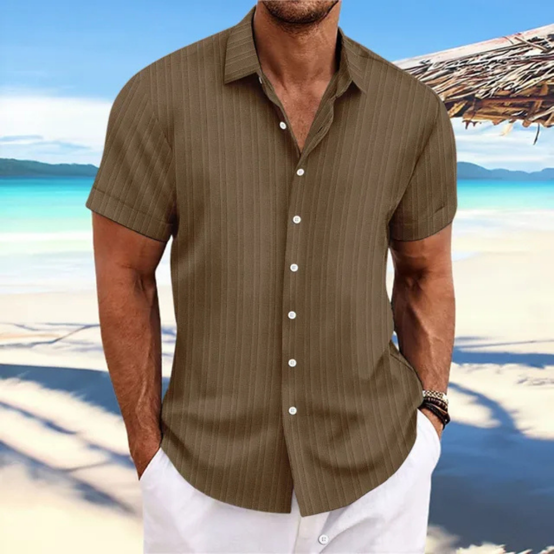 Striped Button-Down Shirt For Men | Short Sleeves